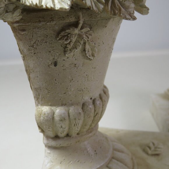 Pair of Vintage Faux Stone Floral Urn Bookends or Door Stops Distressed design - Picture 5 of 12